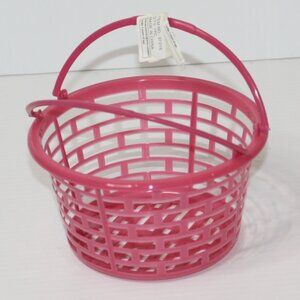 Oriental Trading Bright Pink Round Plastic Easter Basket Brand NEW